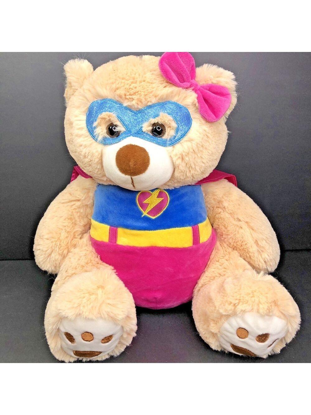 Toys”R”Us 2017 Plush Bear Animal Alley Pink Cape Bow SOFT CUDDLY CUTE CN